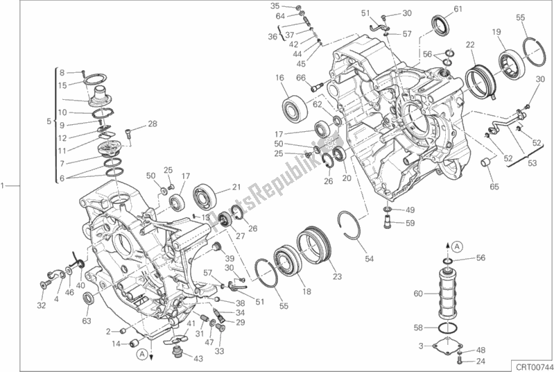 Todas as partes de 010 - Par De Meio Cárteres do Ducati Monster 1200 USA 2018